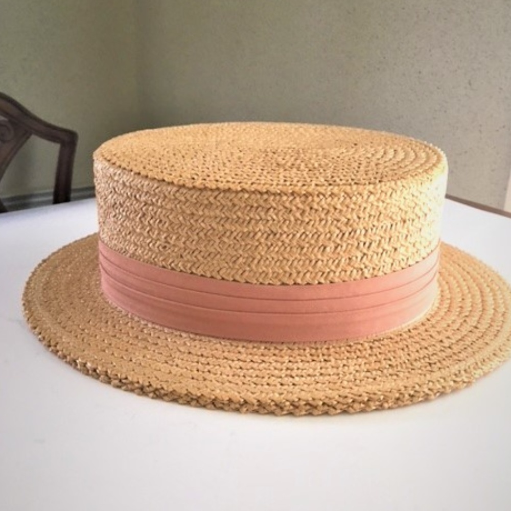 Classic Boater Straw Hat 7 5/8 (61)